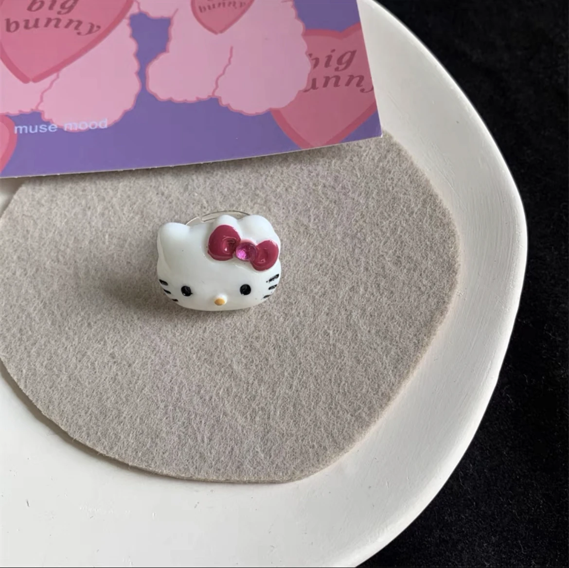 Sanrio Hello Kitty Ring Cute Cartoon Anime Opening Sweet Adjustable Fashion Charms Jewelry Accessories for Girls Gift Rings