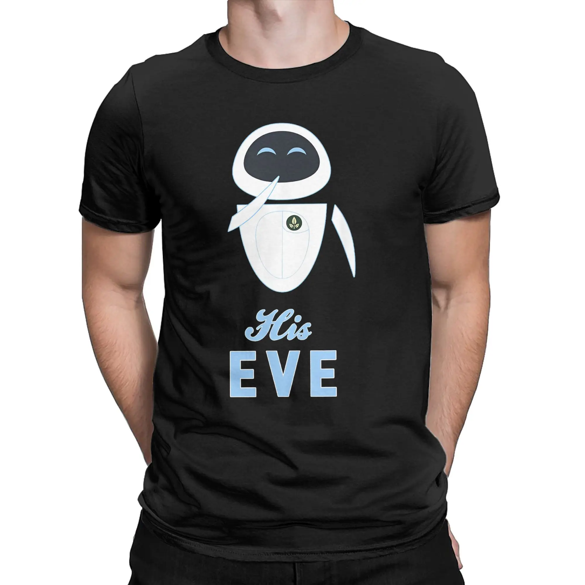 Wall-E His Eve Her Wall-E Couples T-Shirts for Men Valentine's Day Funny 100% Cotton Tee Round Collar T Shirts Graphic Clothing