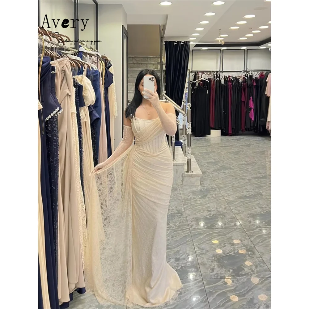 

Роскошное женское вечернее платье Avery с кружевом «рыбий хвост», открытыми плечами, длиной в пол, для торжественных мероприятий и свадеб
