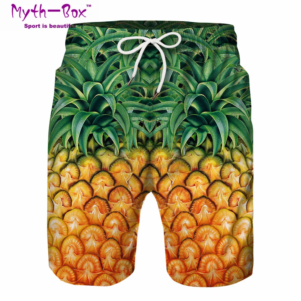 Summer Men's Beach Shorts Water Swim Sport Pant Pineapple 3D Print Surfing Shorts Male Swimwear Loose Surf Board Trunks Swimsuit