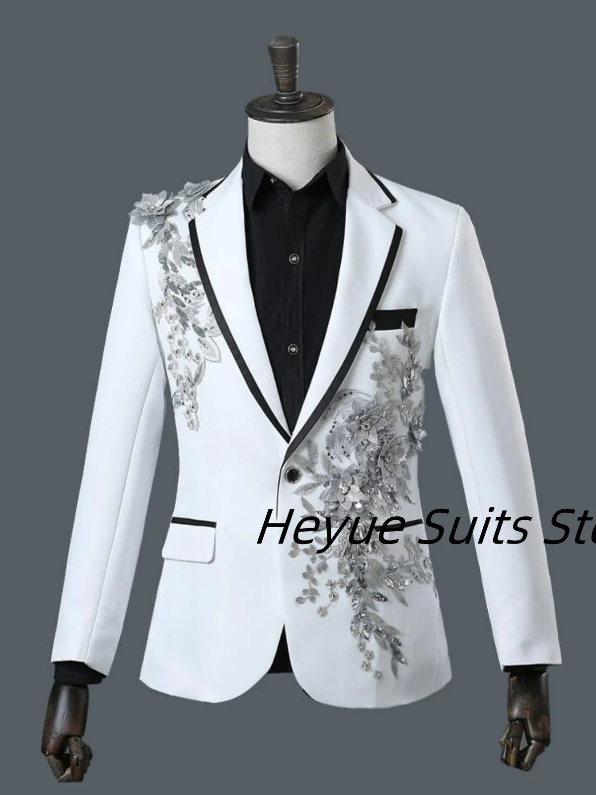 

Classic Appliques Printing Men Suits Notched Lapel Groom Party Tuxedo Custom Made Wedding Male Blazers Fashion pantalones hombre