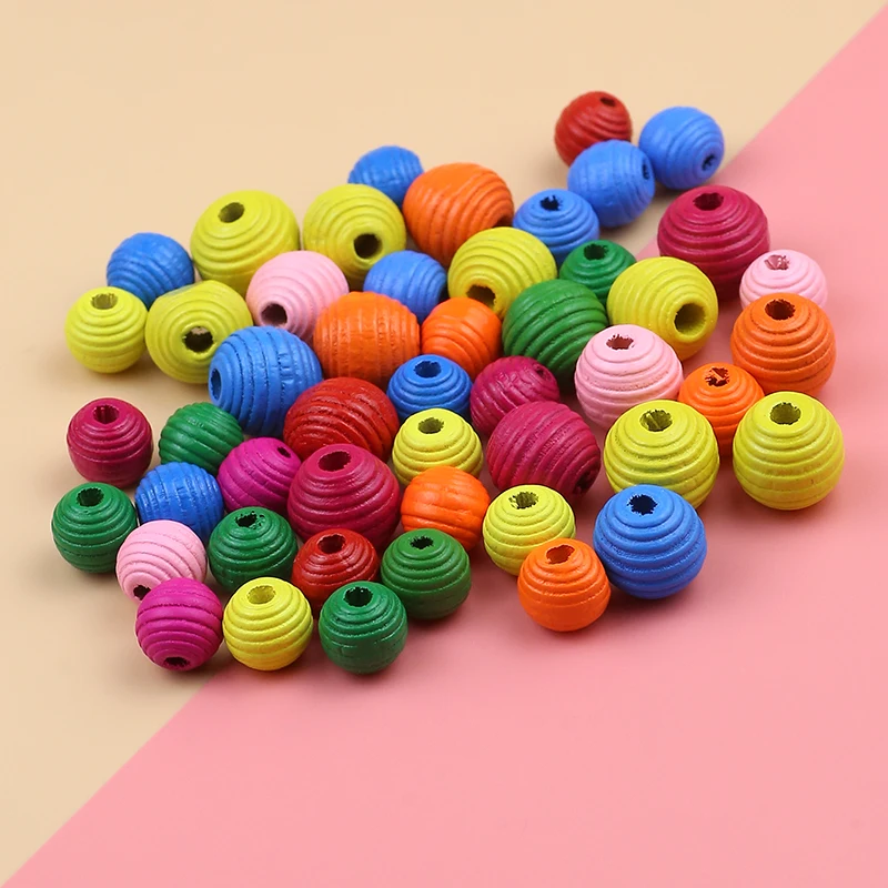 Round natural thread color mixing environment-friendly lead-free wood bead gasket, 20 ~ 30pcs DIY jewelry accessories