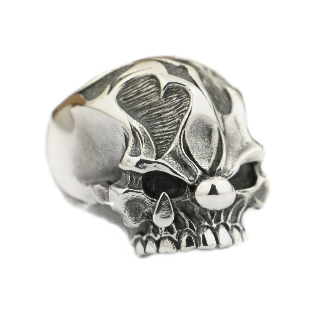 Heavy 925 Sterling Silver Joker Skull Punk TA78 US Size 7 to 15