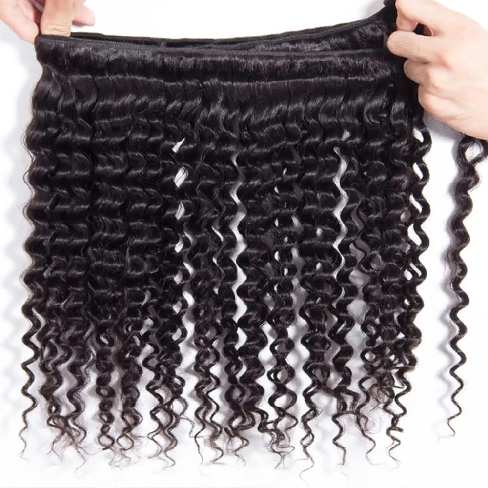 Deep Wave Human Hair Bundles 14 16 18 Inch Curly Bundles Human Hair 12A 100% Unprocessed Human Hair Bundles Deep Wave