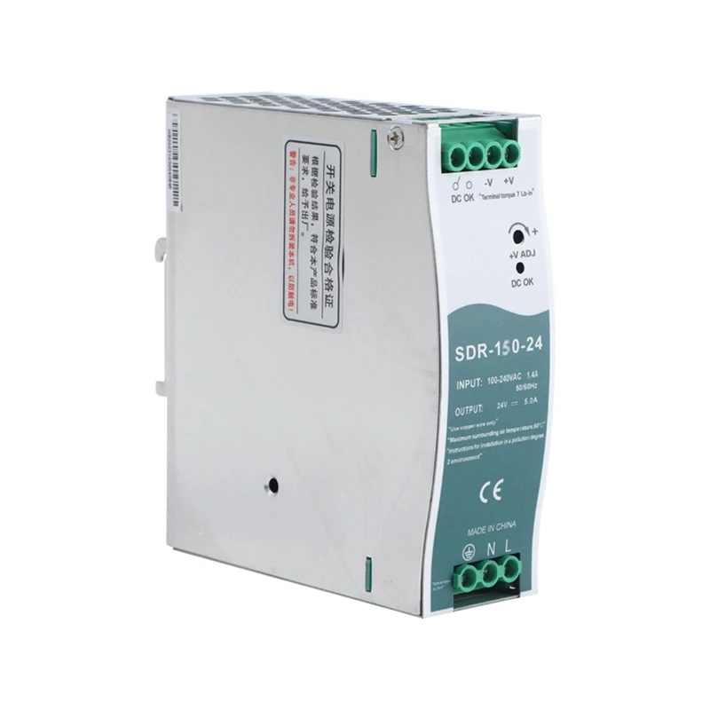 SDR-150-24 Switching Power Supply 6.5A DIN-Rail Switching Power Supply With PFC Function 150% Peak Load Capability