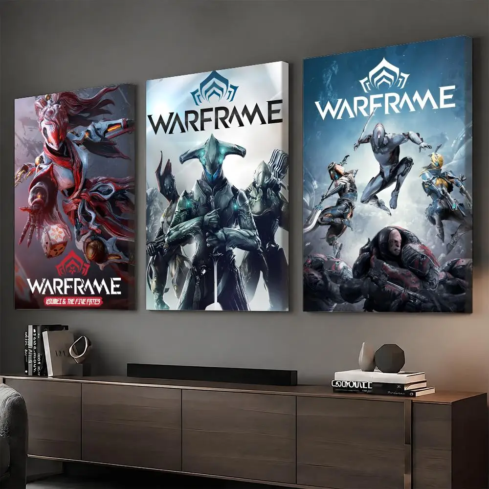 w-Warframe video game Painting Calligraphy HD Canvas Print Poster Wall Art | Optional Frame | Modern Hallway Decor