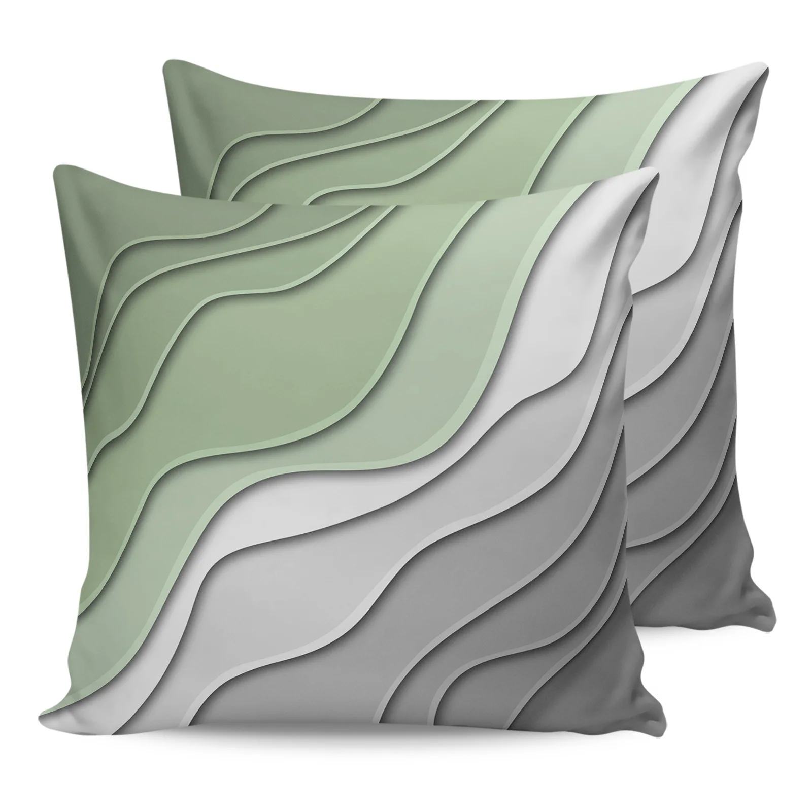 Sage Green Gray Gradient 2/4PCS Outdoor Garden Chair Waterproof Cushion Cover Modern Home Decor 45/50/60cm Pillow Case