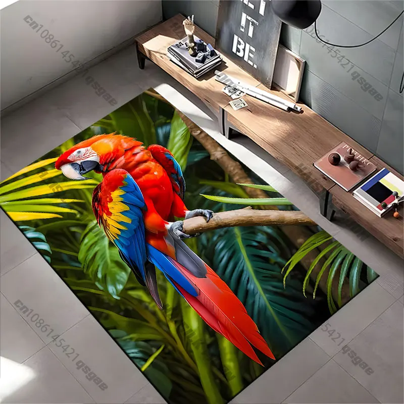 Colorful parrot in tropical setting carpet Yoga living room room decor children's crawling mat doormat area rug games mat