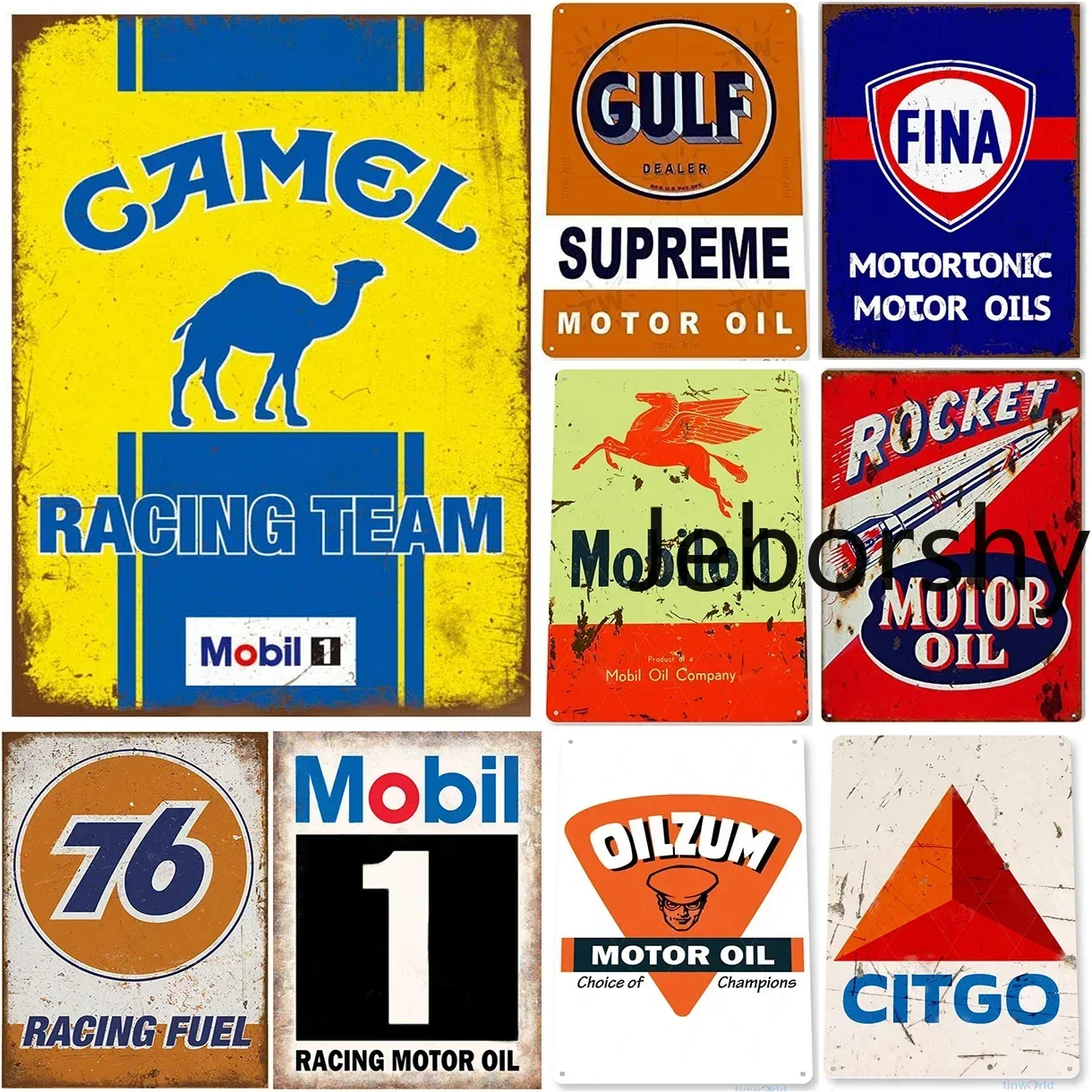Metall-Aluminium-Schilder Vintage Camel Gulf Oilzum Gas Öl Poster Plakette Wanddekoration für Zuhause Bars Garage Café Clubs Retro Poster