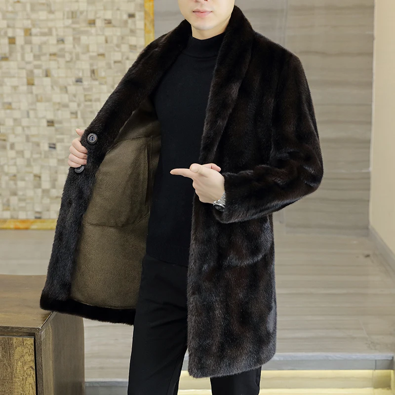 

Men's Double-Sided Fake Mink Jaet Thi Warm Winter Leather Coat Faionable High-Quali Men's Outerwear Sli Urban Sle