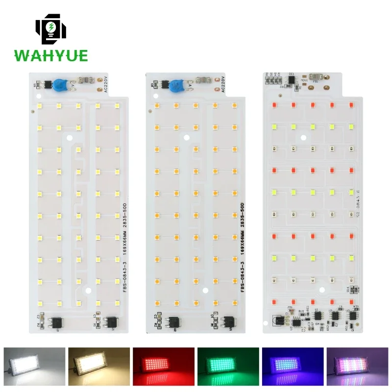 Chip de luz de inundación LED SMD 2835 para exteriores, 50W, cuentas de foco, lámpara de calle LED, iluminación de paisaje, Chips RGB, CA 220V