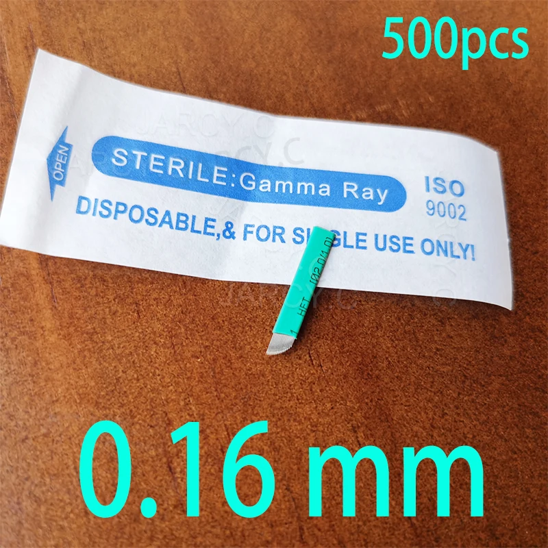 500pcs Nano 0.16mm Green Microblading Needles for Permanent Makeup Eyebrow Tattoo For Microblading lamina Blade Agulhas Tebori