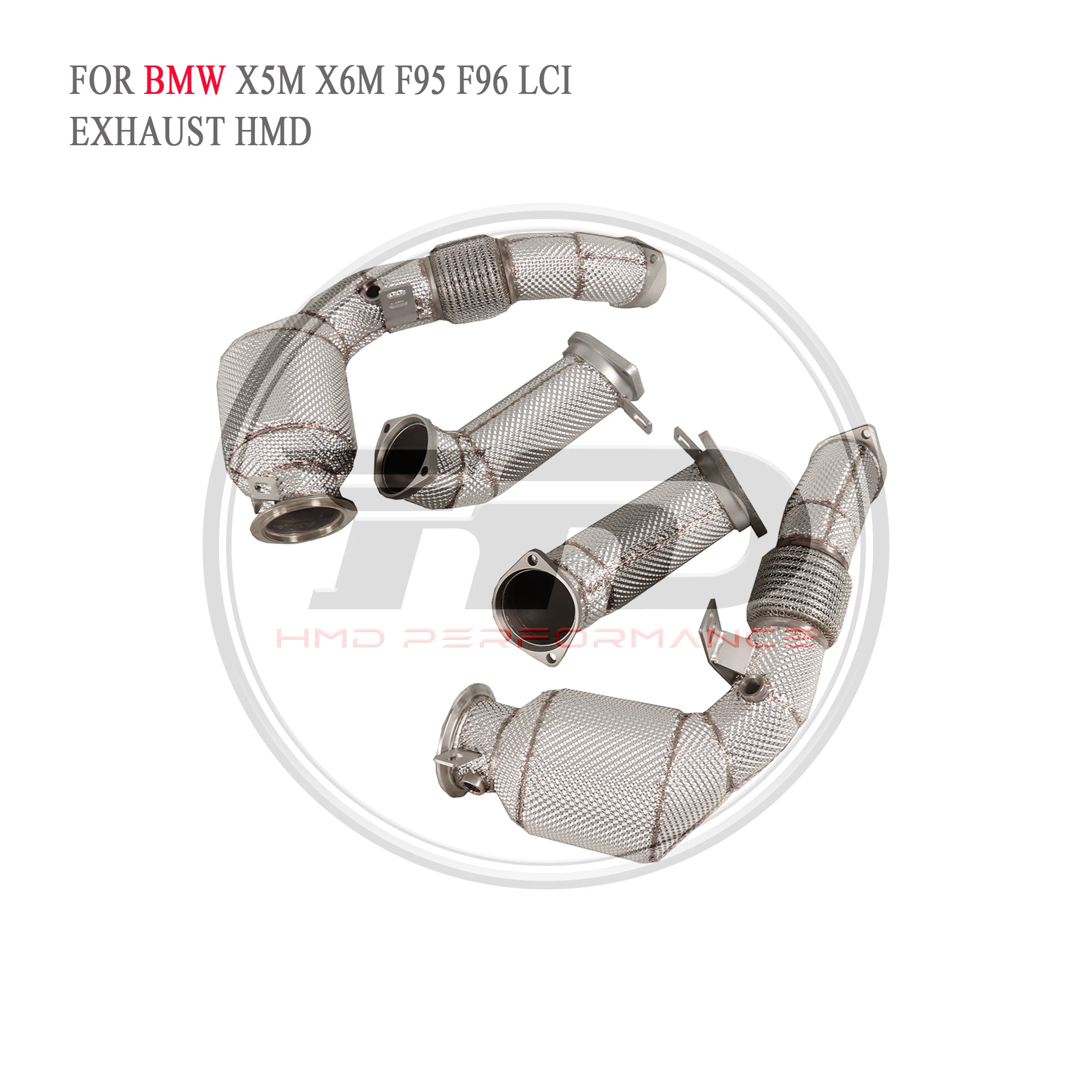 HMD رائجة البيع لا خطأ ضوء العادم SS304 النازل لسيارات BMW X5X6 G05 G06 M60i 2023 + 4.4T S68 المحرك V8 مع درع الحرارة #3