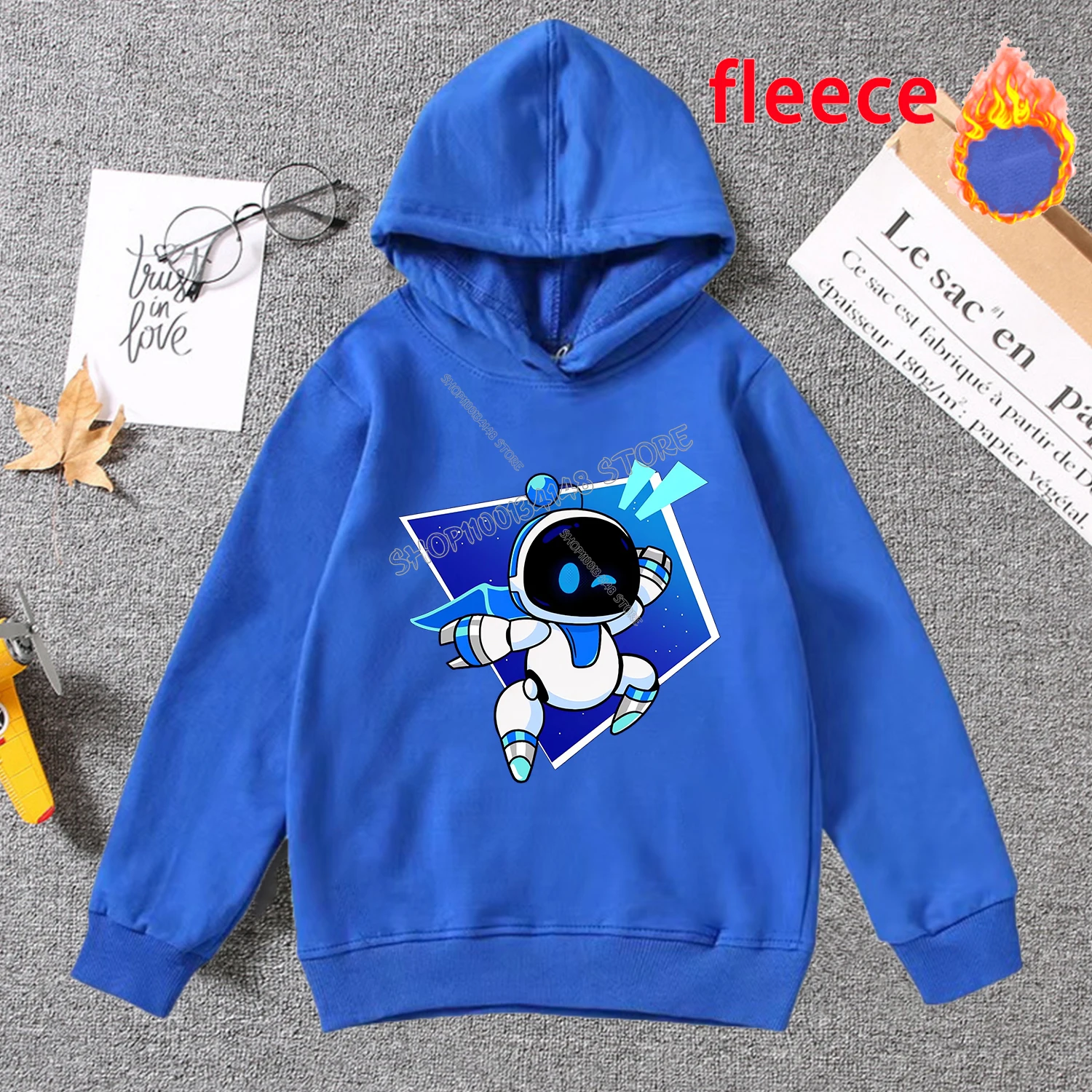 Astro Bot Thick Hoodie for Children Cute Cartoon Fleece Clothing Hot Game Figure Clothes Trendy Winter Warm Sweatshirt Kids Gift