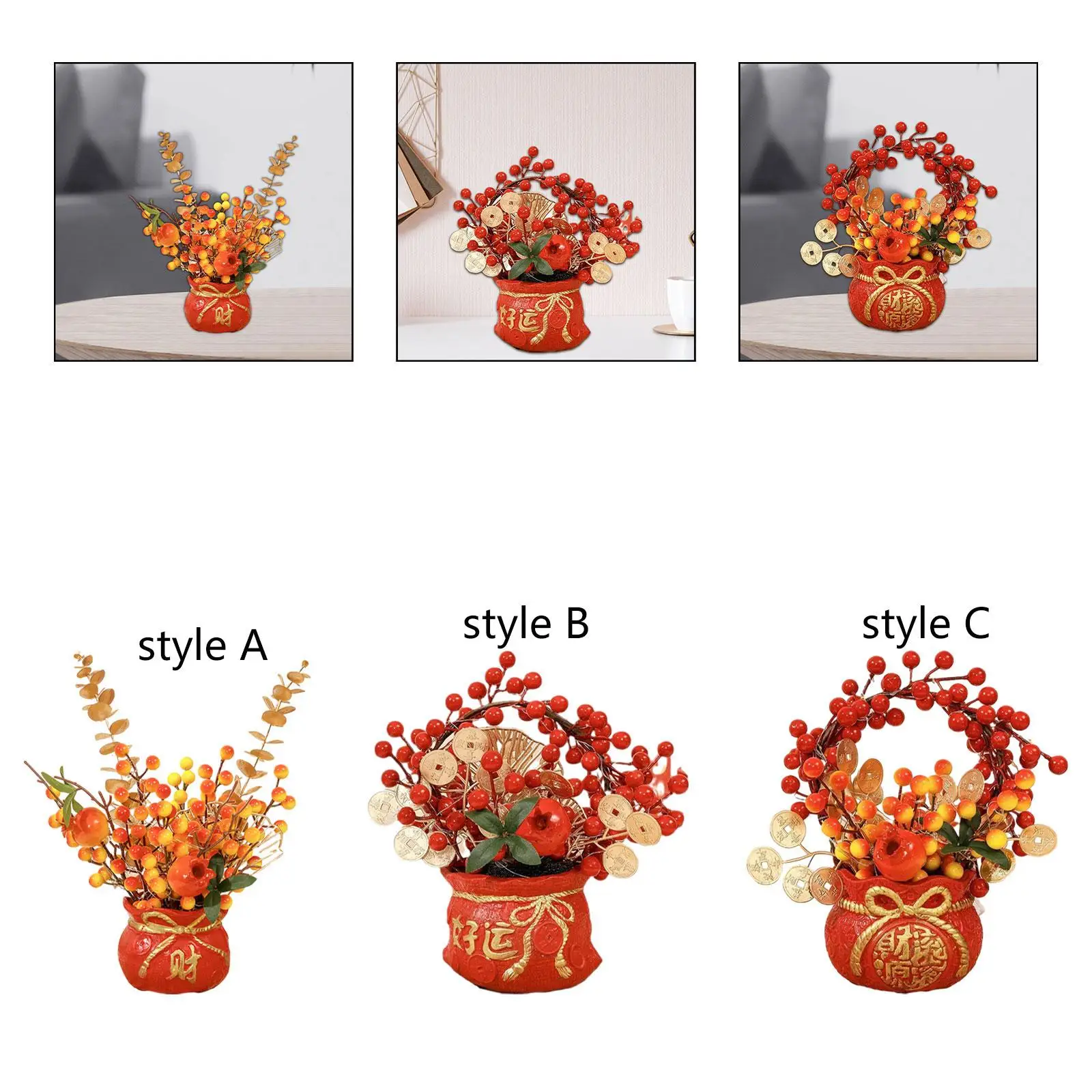 Spring Festival Purse Bag Feng Shui Vase Ornament for Bookshelf Housewarming