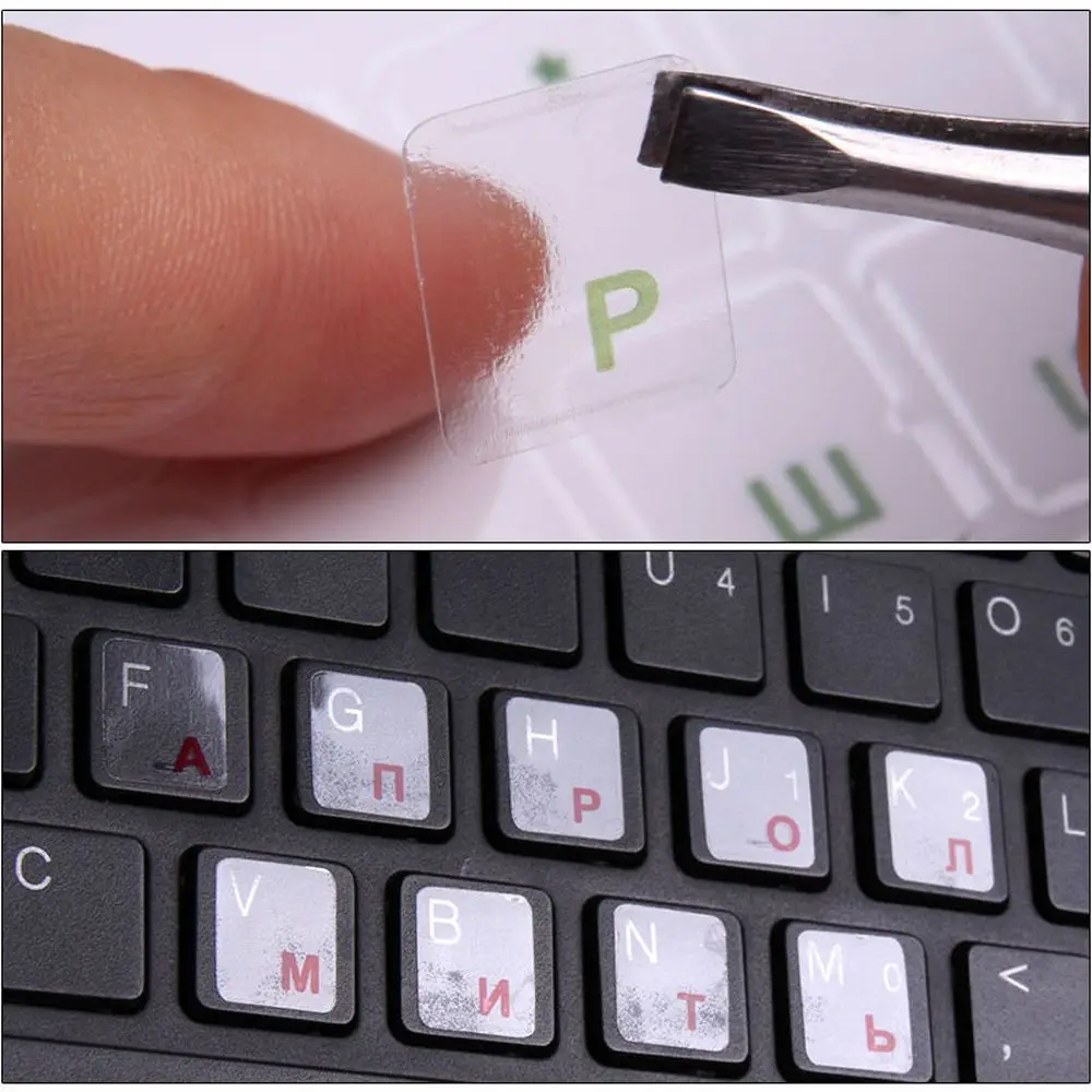 Laptop Accessories Self-adhesive Multicolor Cover Sticker Russian Letters Transparent Keyboard Stickers