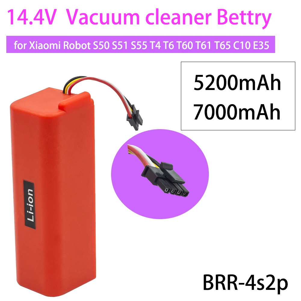 

14.4V 5200mAh/7000mAh 18650 Lithium Vacuum Cleaner Battery Replacement for Xiaomi Robot Roborock S55 S60 S65 S50 S5 Max