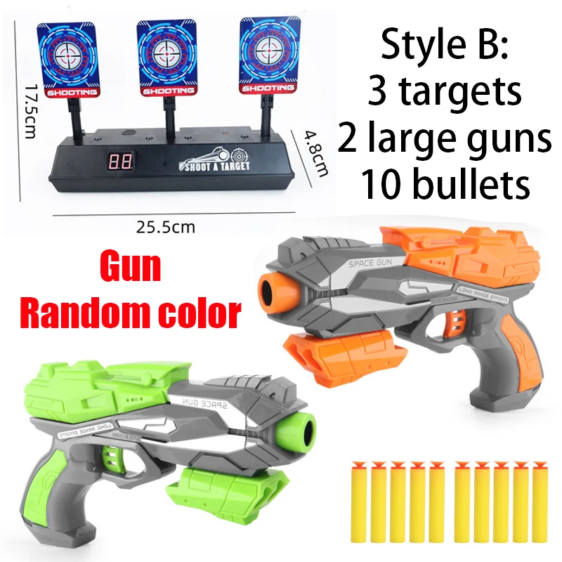 屋外用おもちゃ銃 ソフト弾 自動リセット 電動射撃ターゲット アクセサリー 子供用 音と光付き 射撃電子スコアリングゲーム