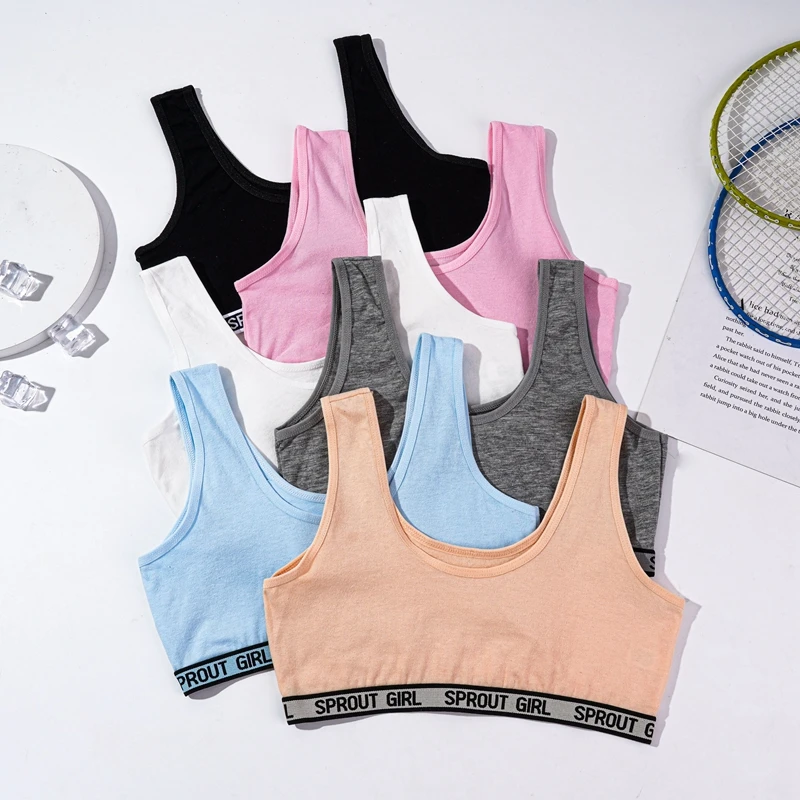 New Girls Tank Tops Young Teens Unlined Underwear Cotton Child Sport Top 7-12 Years Vest Summer for Girls Fashion Undershirt