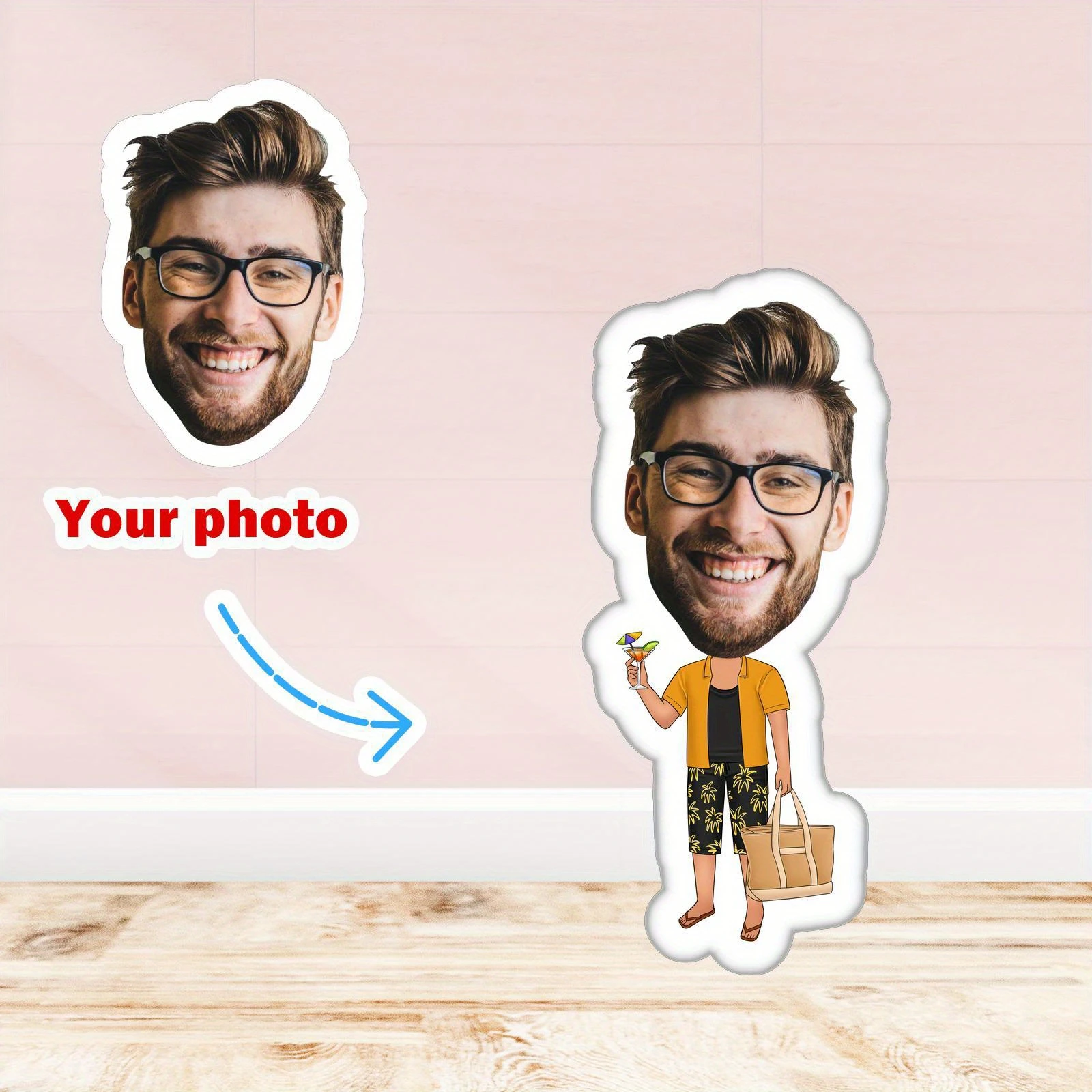 [Customized] Personalized Photo Moving Fashion Men's Styling Figure Humanoid Pillow, Birthday, Anniversary, Family Gathering, Fa