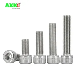 5-50Pcs M1.6 M2 M2.5 M3 M4 M5 M6 M8 DIN912 Stainless Steel 304 Hex Socket Cap Head Screw or grade 12.9 steel Metric allen Screws