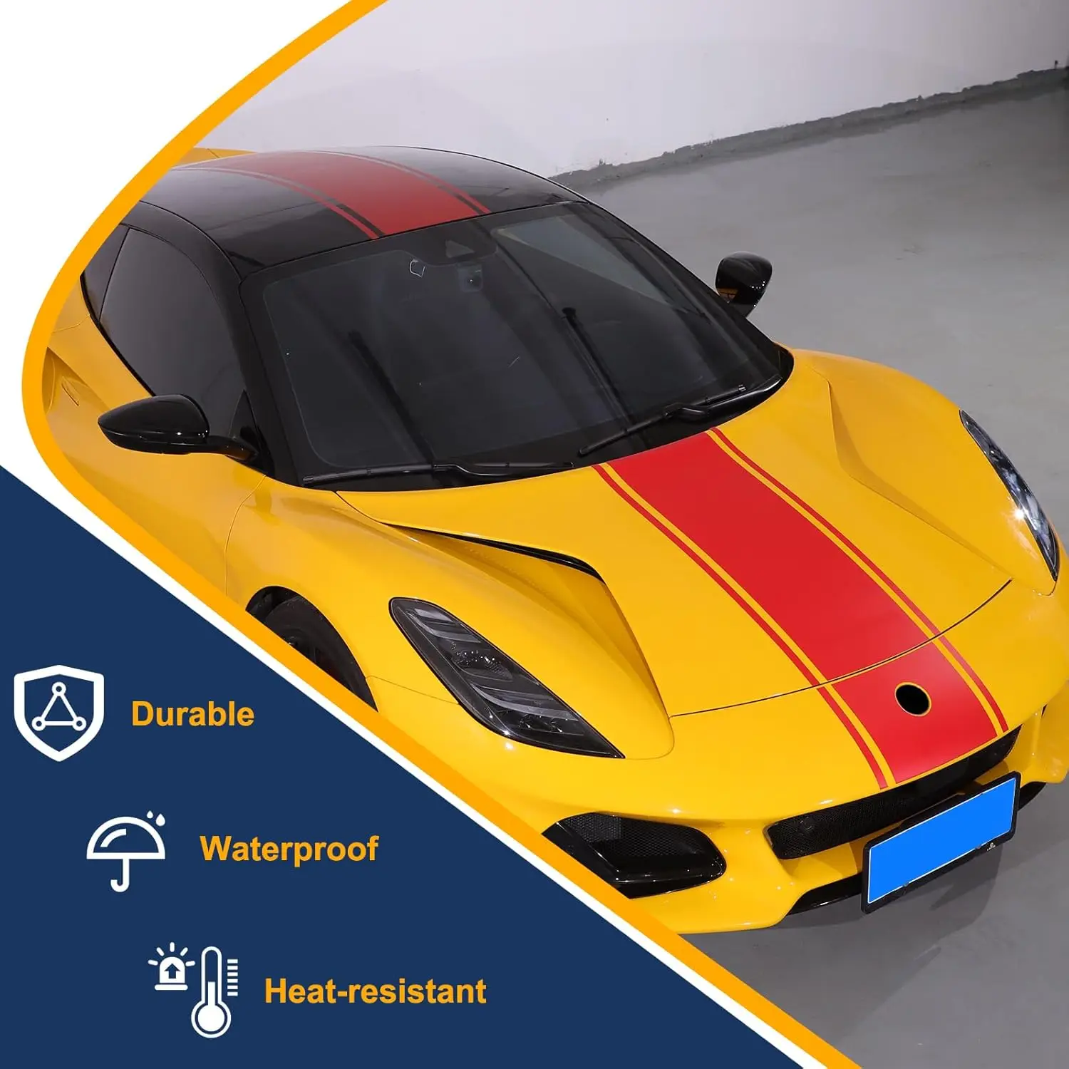 1PCS Car Racing Stripe Sports Hood Through-Type Roof Sticker for Lotus Emira 2020-2024,Decorative Vinyl Decals Stickers