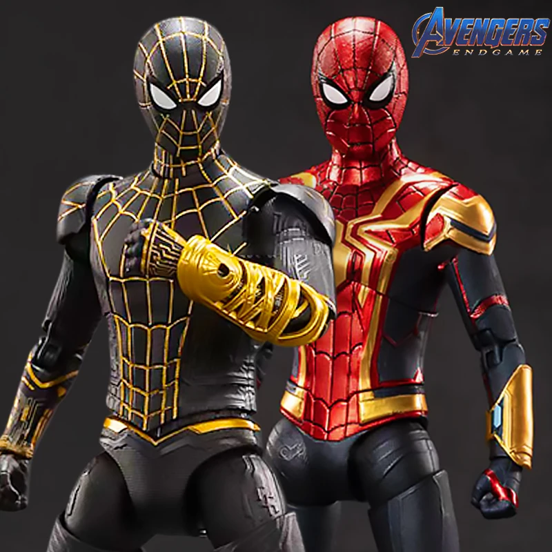 New Movie Spider-Man: Across the Spider-Verse Black Gold Spider Man Iron Man Action Figure Joint mobility Model Boy Collection