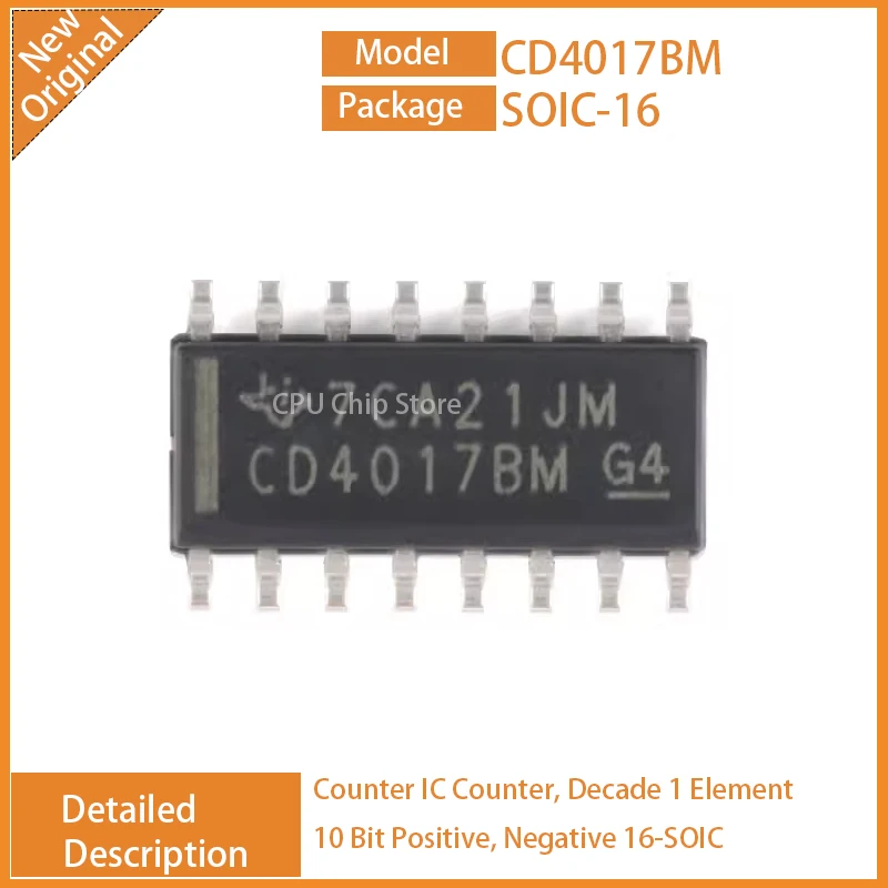 20Pcs/Lot New Original  CD4017BM  CD4017  Counter IC Counter, Decade 1 Element 10 Bit Positive, Negative 16-SOIC