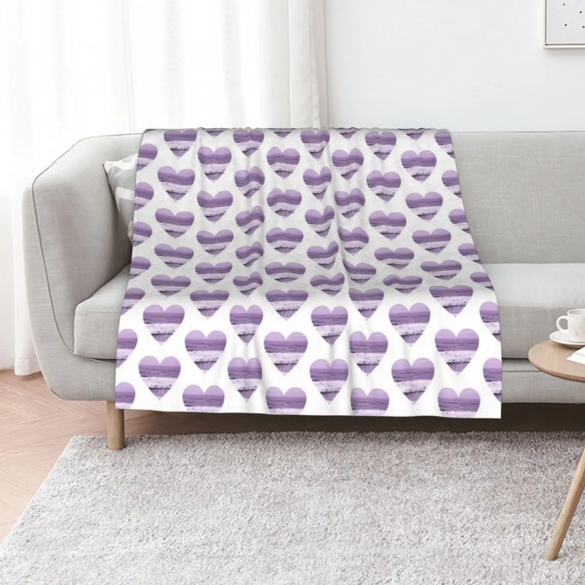 

purple ocean heart Throw Blanket Giant Sofa warm winter Loose anime Blankets