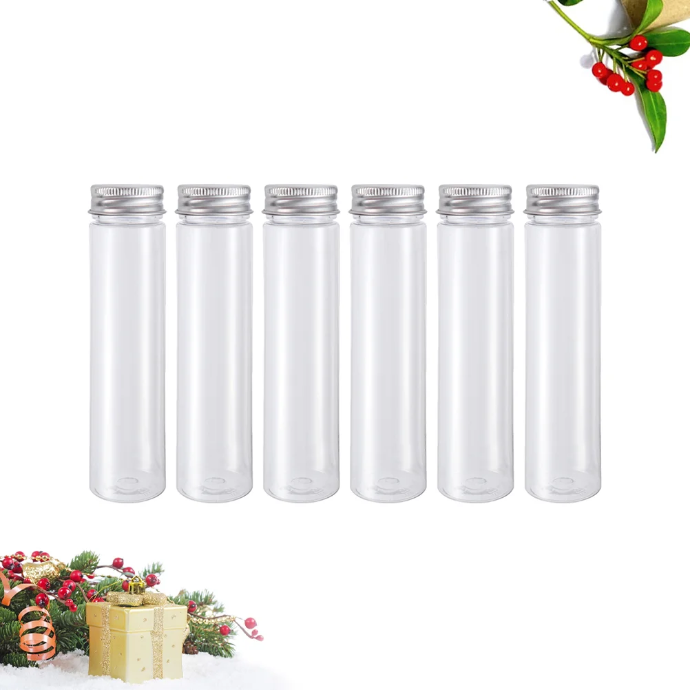 

6pcs 110ml Plastic Test Tubes Clear Flat Bottom Containers for Lotion Gel Samples Leak Proof Travel Small Crafts Gifts