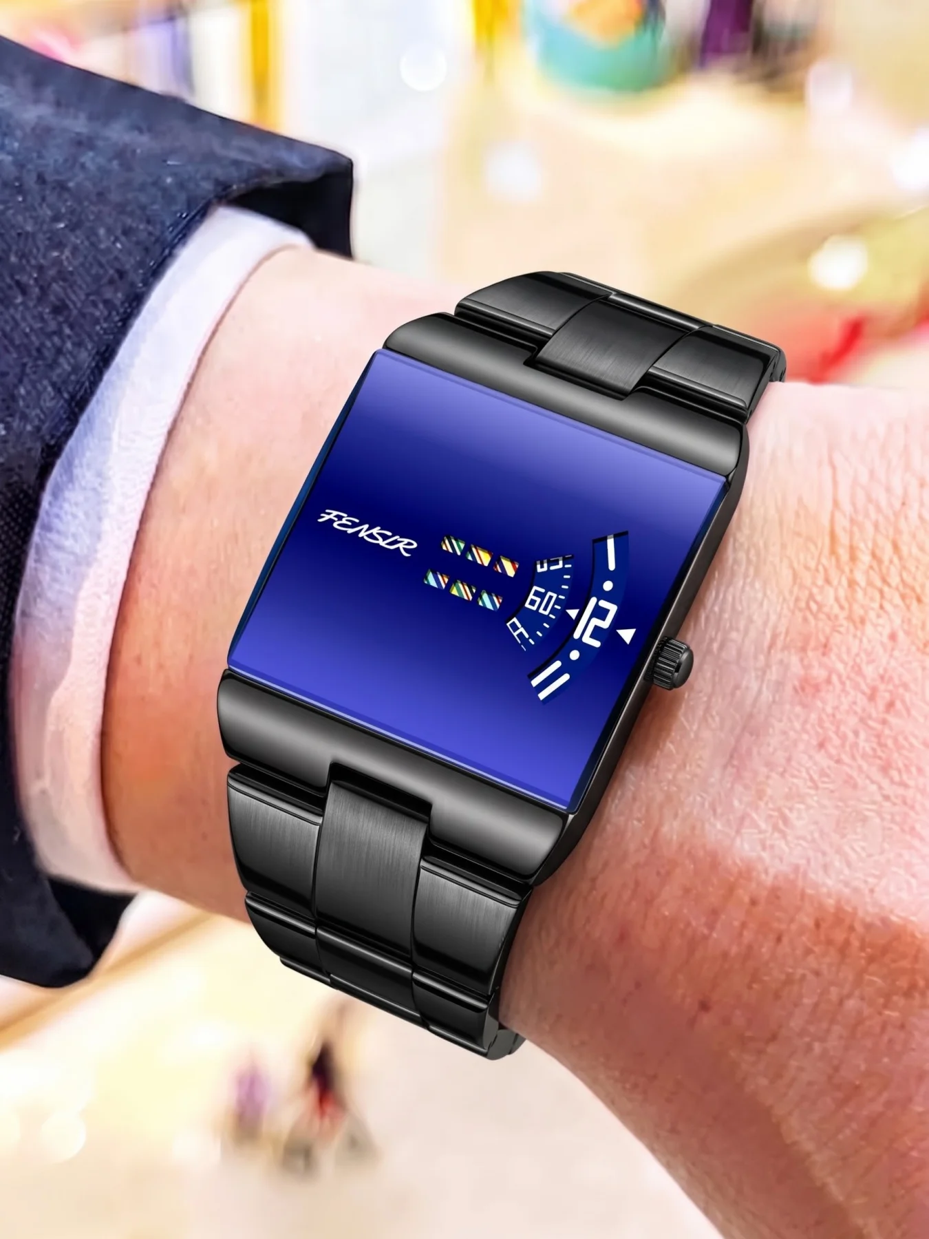New Luxury Men's Watch, Square Dial Steel Band Quartz Watch, Trendy Business Casual Versatile Men's Watch, Waterproof Personalized Men's Quartz Wristwatch, Men's Watch, the First Choice for Gift Giving