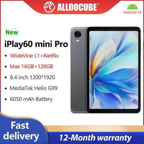 Alldocube iPlay 60 미니 프로 태블릿, 8.4 인치 FHD, 넷플릭스 L1, 안드로이드 14, 헬리오 G99, 8GB RAM, 128GB ROM, 듀얼 SIM 카드, 6050mAh 