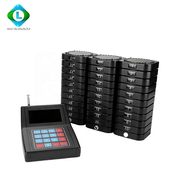 

Leso Wireless Call Pager System in Restaurant Guest Coaster Paging 1 Keyboard 30 Transmitter Calling System