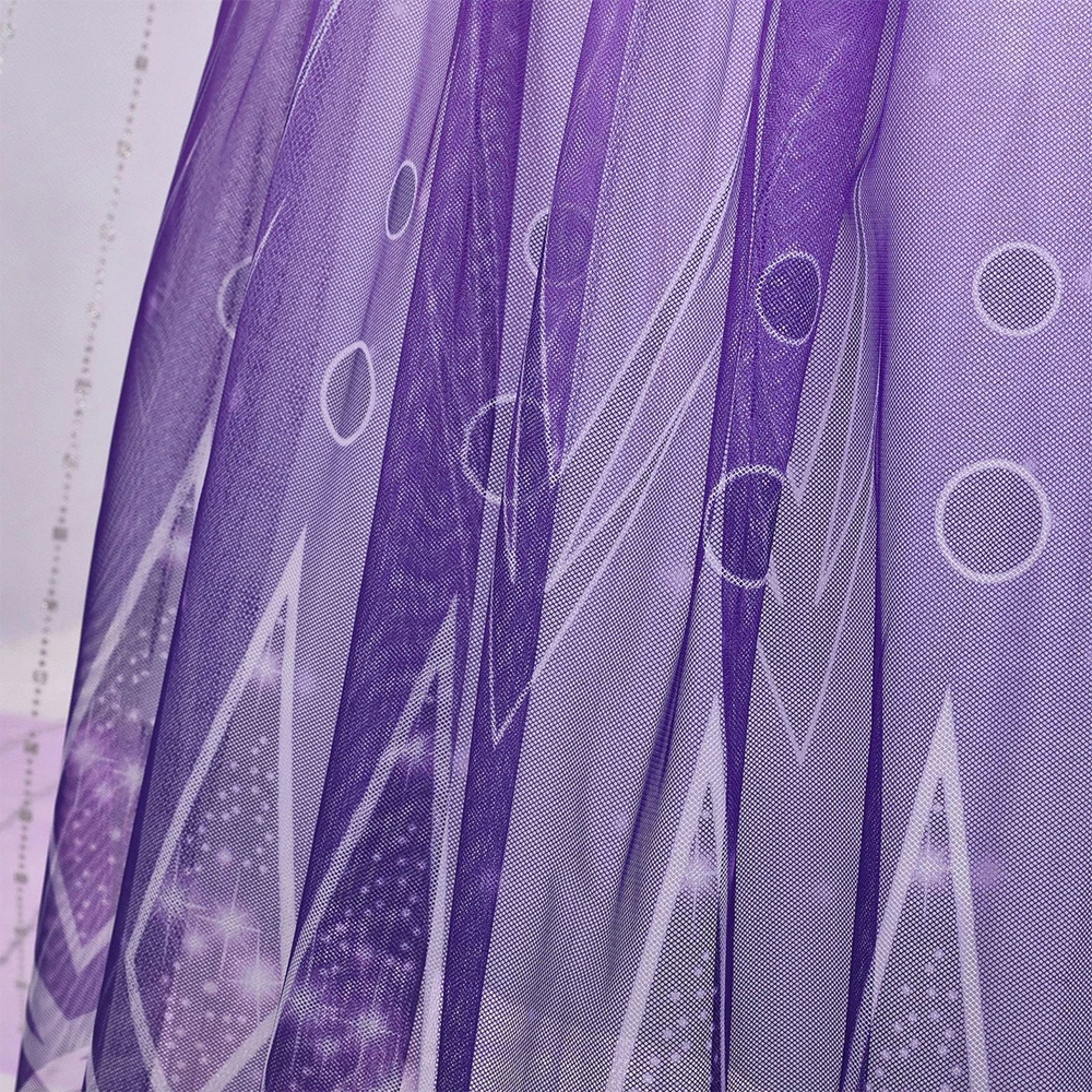 فستان الأميرة إلسا للفتيات، أزياء تنكرية لحفلات أعياد الميلاد للأطفال، ملابس شبكية ترتر أرجواني، زي كرنفال