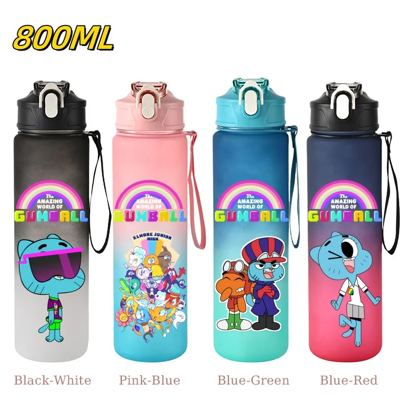 

800ML The Amazing World of Gumball Water Cup Leak Proof Colorful Large Capacity Outdoor Portable Drinking Bottle Children's Gift