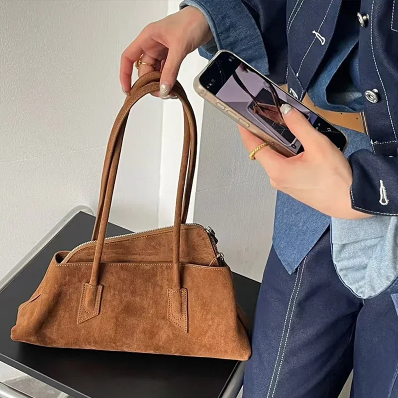 

Luxury Irregular Geometry Tote Bag,Cowhide Suede Women Shoulder Bag,Top Handle Leather Large Capacity Handbag,Autumn/Winter