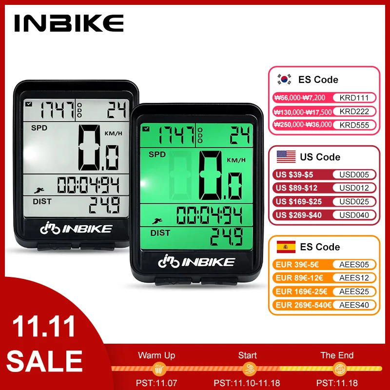 INBIKE Bike Computer Waterproof MTB Cycling Speedometer Wireless Wired Bicycle Odometer Computer LED Digital For Riding Cycling