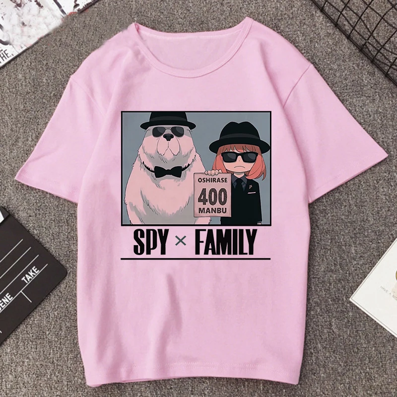 Manga Anya Forger Printed T-shirt Pink Funny Anime Spy X Family T Shirt Woman Harajuku Casual Short Sleeve Tee Women's T-shirts