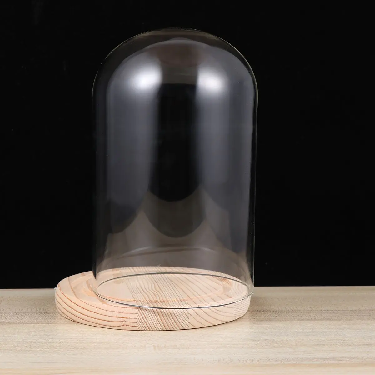 

9 X15cm Preserved Flower Glass Cover Practical Storage Dome Container Valentine's Day Gift Bamboo Transparent