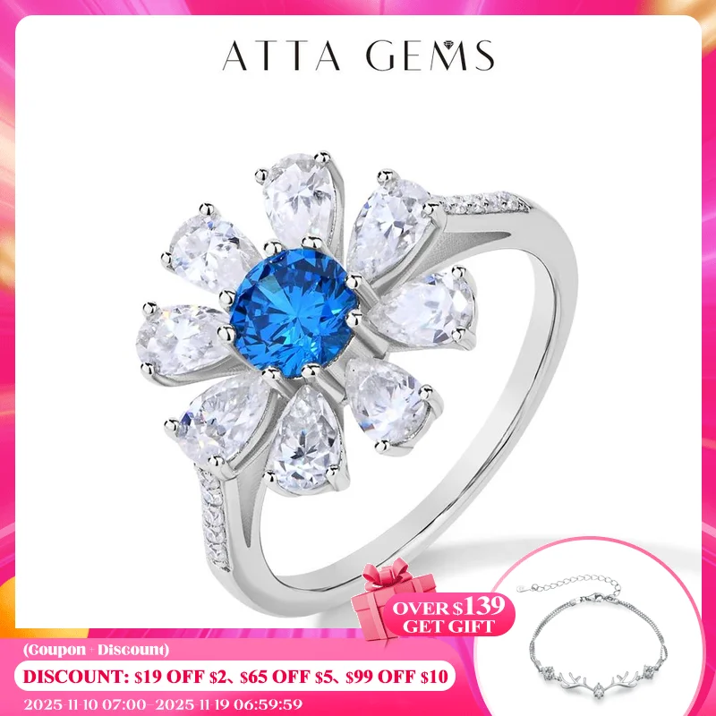 

ATTAGEMS 2024 D VVS1 женская серебряная бижутерия с голубым Цирконом