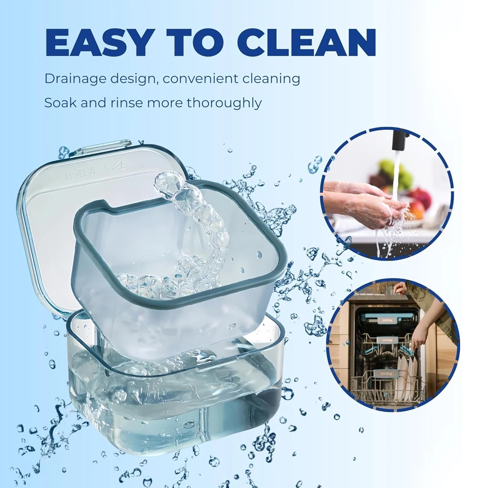 

1PCS Retainer Case Denture Bath Case,Retainer Cleaner Case with Lid,Denture Cup for Partial Dentures,Container Case for Travel
