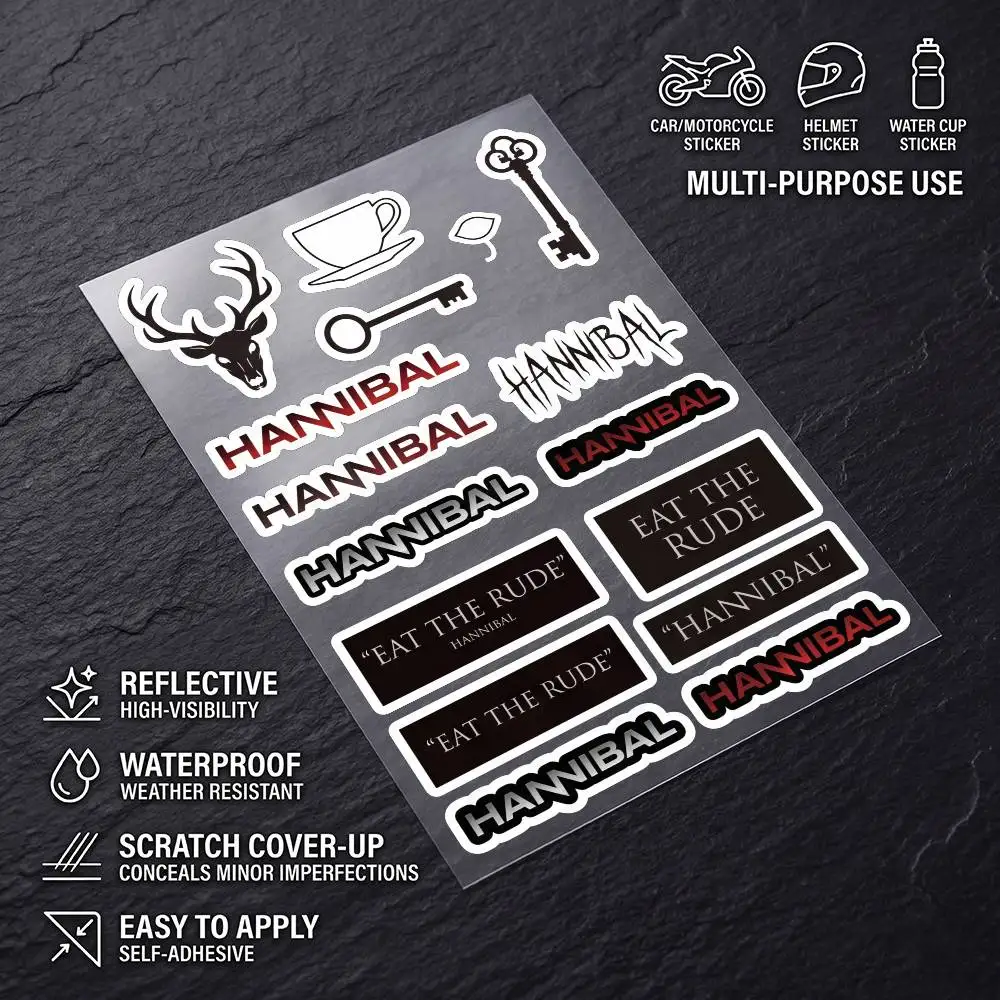 H-Hannibal-l All Purpose Reflective Waterproof Scratch Blocker Decal Car Bike Helmet Cup Refrigerator Decorative Stickers