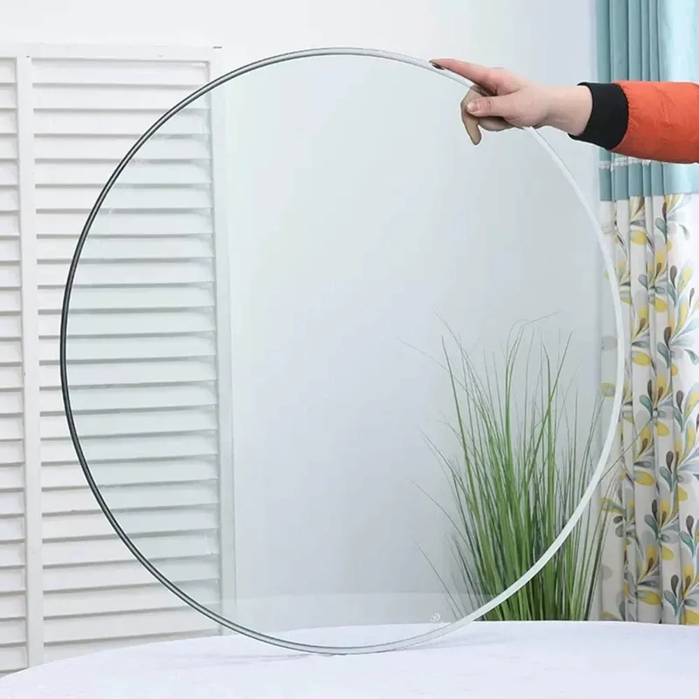 48" Tempered Glass Table Top Round Transparent Table Surface 3/8'' Thick Pencil Polished Edge Multipurpose for Dining, Coffee, R