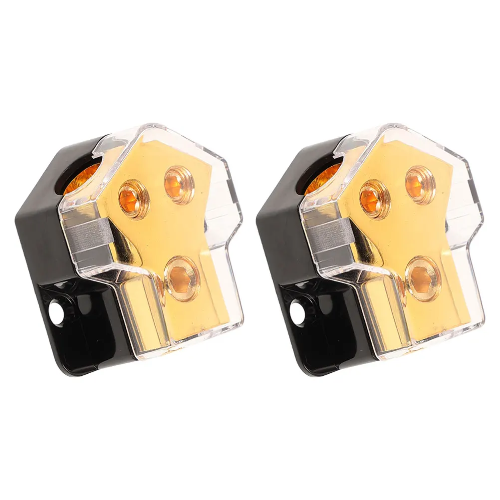 

2Pcs Car Audio Power Splitter 0GA Input 4GA Output Ground Cable Amplifier Junction Box Distribution Connecting Blocks Automotive