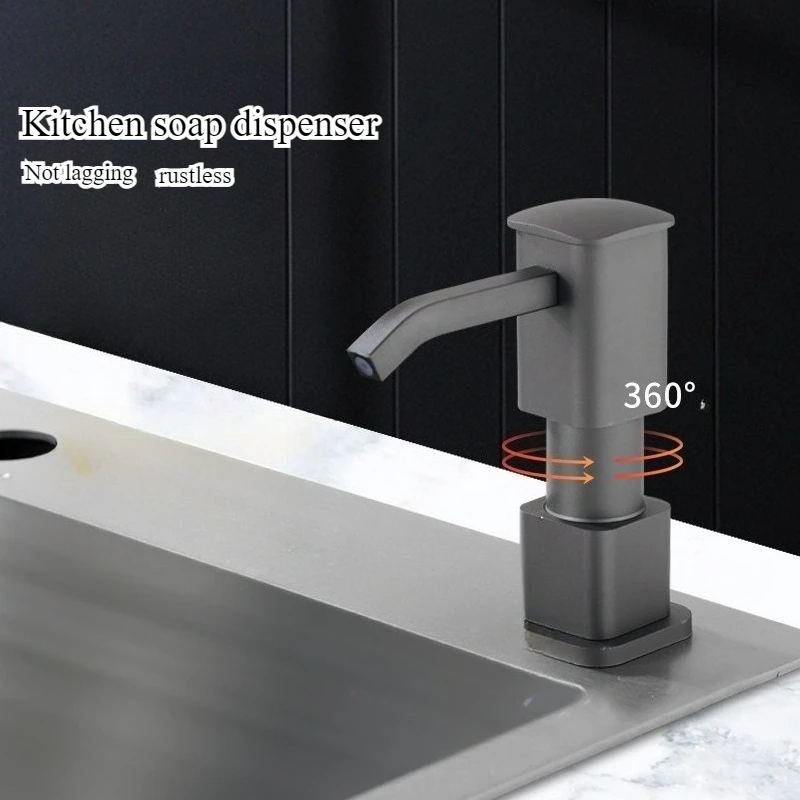 

Sink soap dispenser, space aluminum main body extended pipe press type, kitchen washing basin detergent pressure pump head