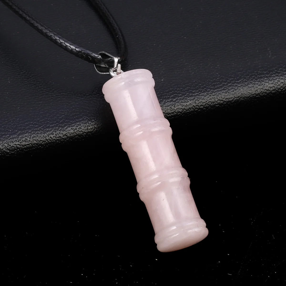 Charm Bamboo Knot Shape Natural Crystal Agate Pendant Necklace Neutral Style Jewelry Charm Gift for Men Women 42x12mm