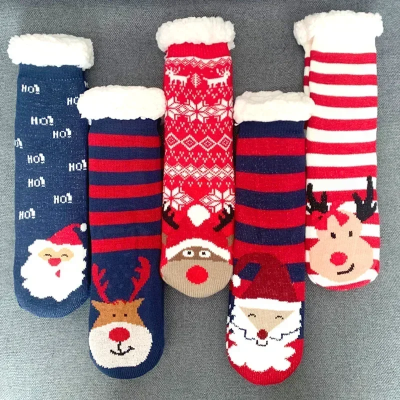 Christmas Fuzzy Slipper Socks Womens Floor Sock Soft Female Shoes Home Indoor Christmas gifts Silicone Non-slip Grip Floor Sock