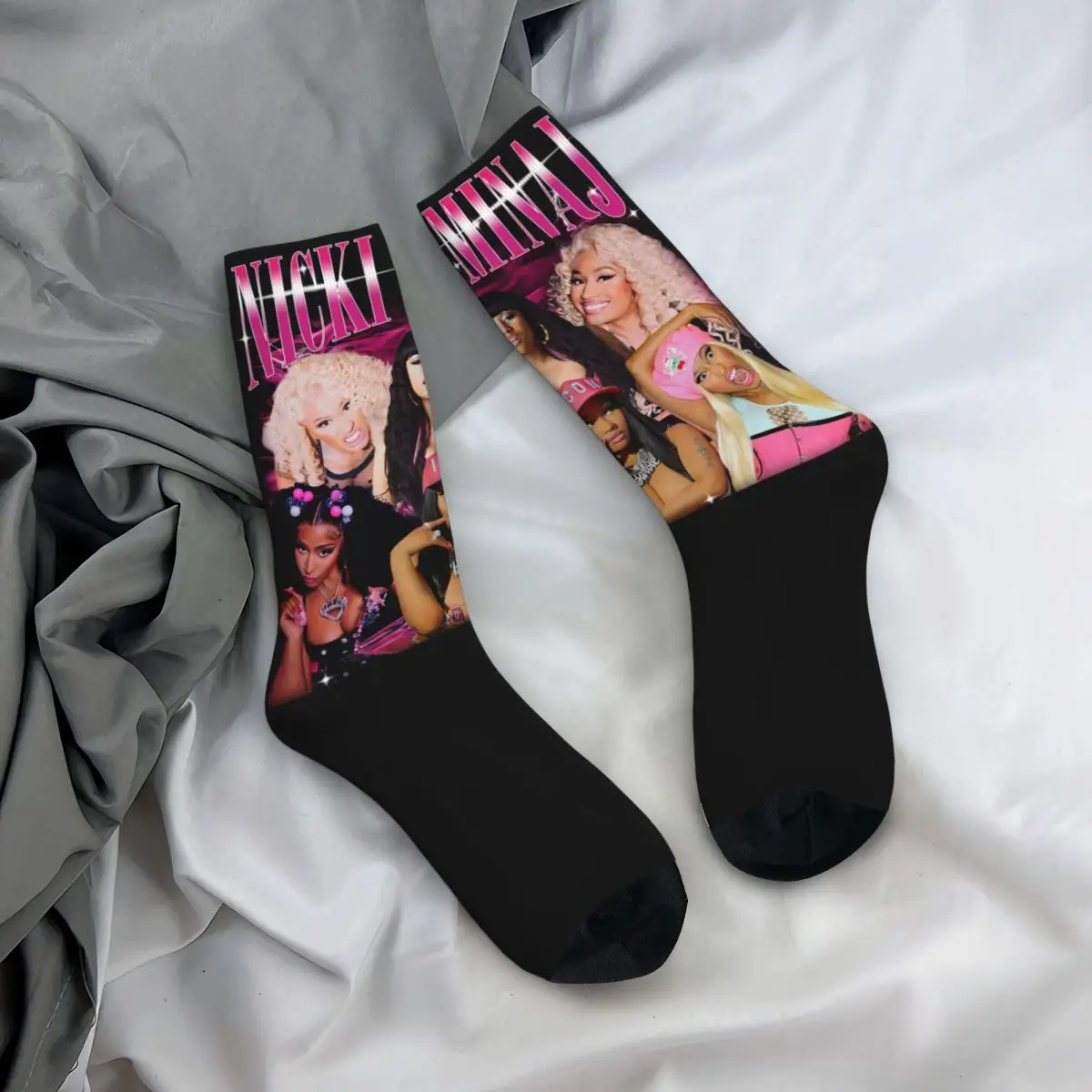 Chaussettes de skateboard pour femmes, Harajuku, Nicki, Minaj, Queen of Rap, Bootleg, Hip Hop, Rared, Soft, Toutes saisons, Accessoires