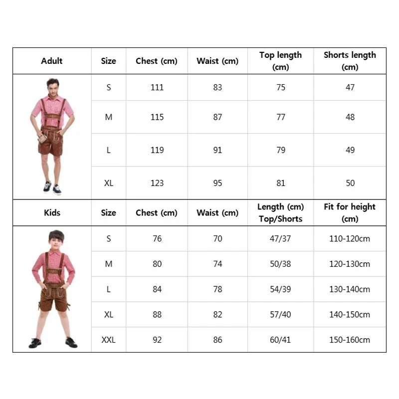 أزياء مهرجان أكتوبر Lederhosen السراويل البافارية مهرجان البيرة الألمانية بدلة الهالوين ماردي غرا طقم ملابس للأطفال الأولاد والرجال