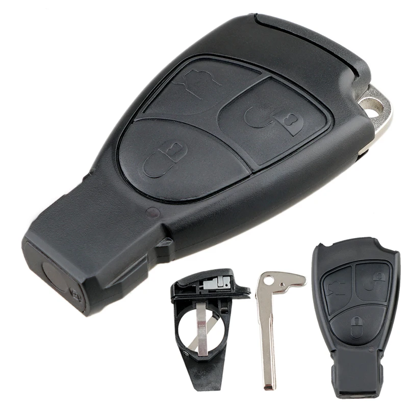 3 Buttons Car Key Fob Case Shell Replacement Smart Insert Key Remote Cover with Blade Fit for Mercedes / Benz M B E CL SL